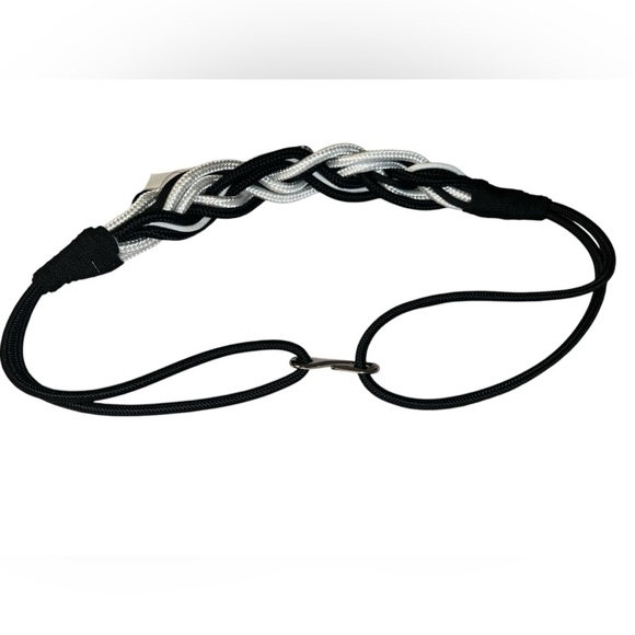 Black And‎ White Rope Belt With Buttons Size Large - Picture 2 of 5